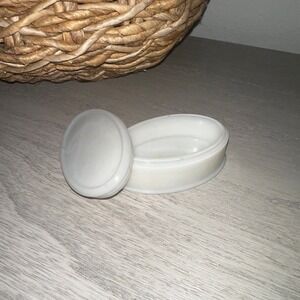 Vintage Oval White Milk Glass Crème Jar